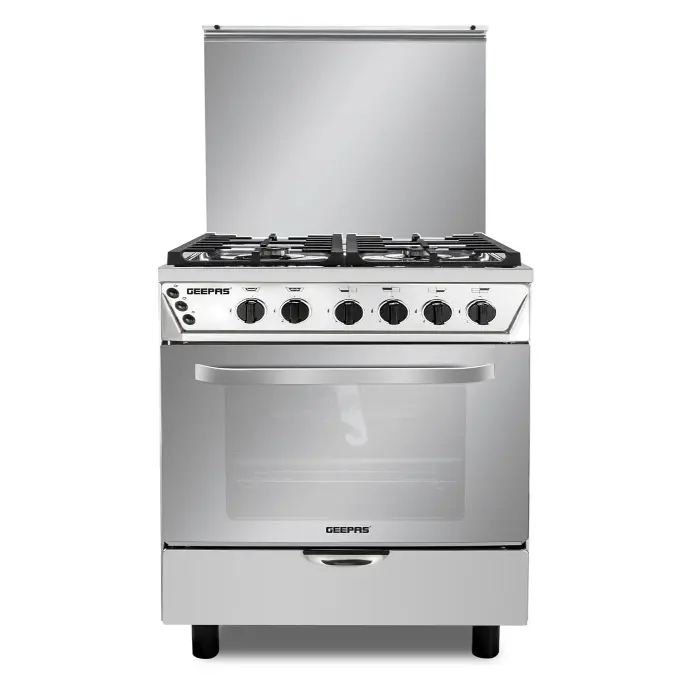 فرن غاز جيباس 60*60 سم – 4 شعلات – فضى GCR6060FSE