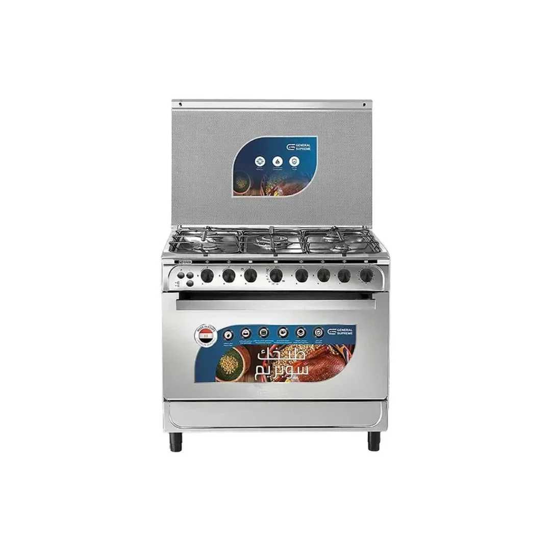 فرن غاز 5 عيون جنرال سوبريم 80*55 سم – ستيل GS8055FNGS